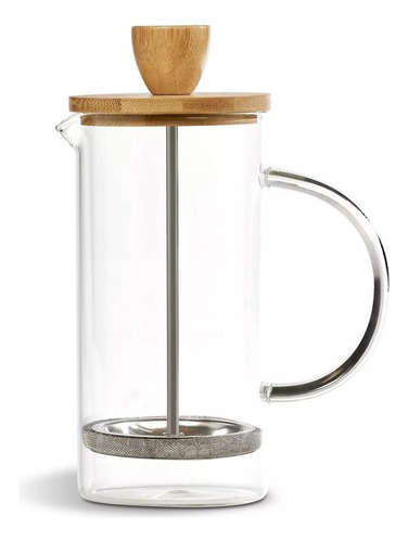 Imagen 1 de 9 de Cafetera Embolo Metal Bambu Francesa 350ml Pettish Online