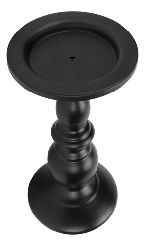 Portavelas Pillar, De Metal Negro, Color Óxido Pulido