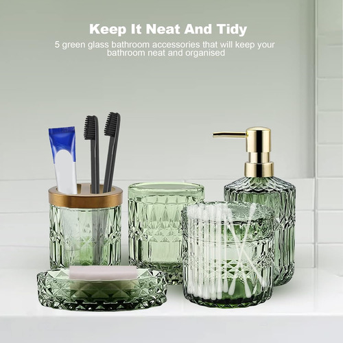 Juego Completo De 5 Piezas De Accesorios De Baño Verdes, Dis