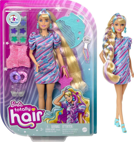 Barbie Muñeca Totally Hair, Temática De Estrellas