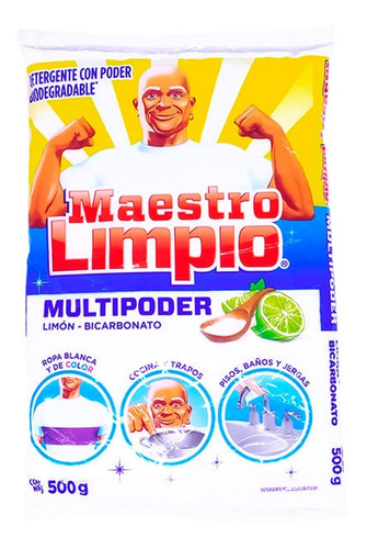 Detergente Maestro Limpio Multiusos 500grs Limon Bicarbonato