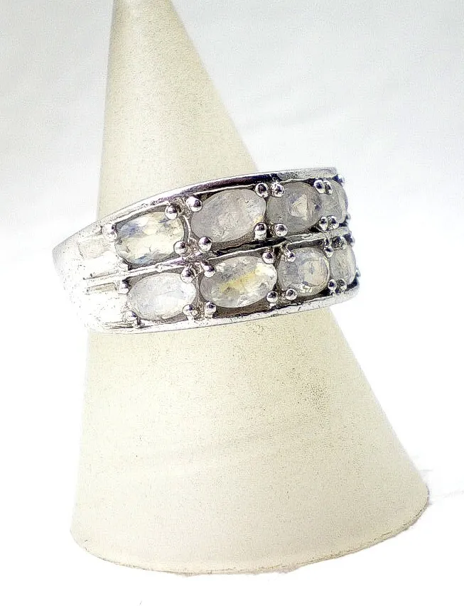 Anillo De Plata 925-oro Y Moonstone Naturales