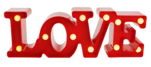 Letreiro Love Vermelho 11x30cm Com Lampada Led A Pilha