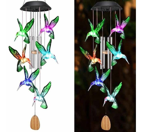 Campanilla De Viento Solar Que Cambia De Color Colibrí Luz A