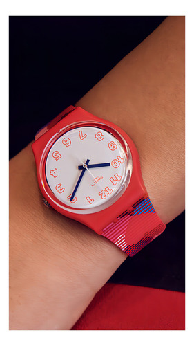 Reloj Swatch Heart Lots Gr182 Color De La Correa Rojo Y Azul