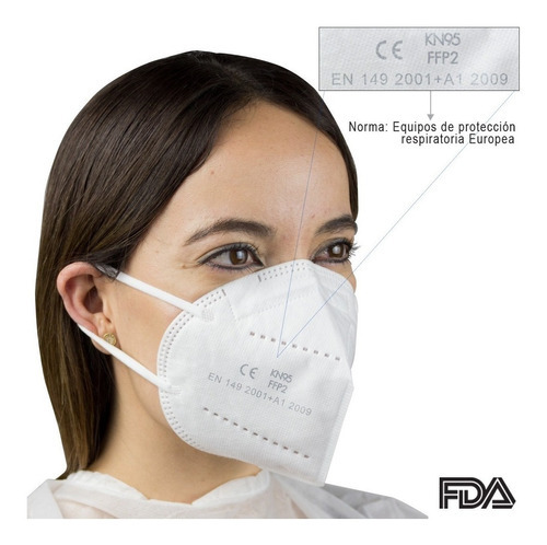 Cubrebocas N95 Mascara Proteccion Certificado 10 Piezas