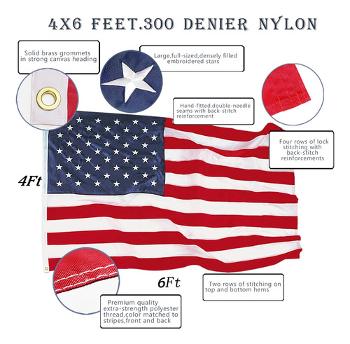 Anley Everstrong Series American Us Flag 4x6 Foot Heavy D...