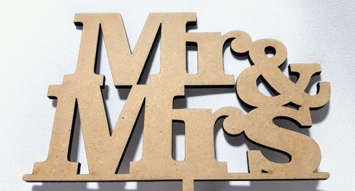Imagen 2 de 5 de Topper Cake Mrs & Mrs - Mdf / Fibrofacil