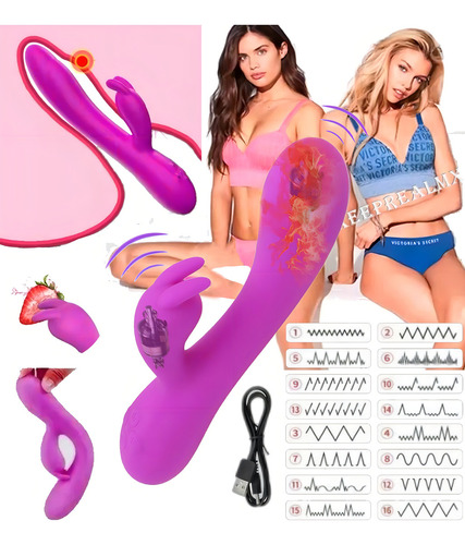 Vibrador de aquecimento recarregável Dildo Rabbit Vibrator