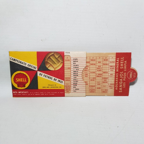 Imagen 5 de 7 de Antiguos Fixtures Fútbol 1951 Shell Glostora Lote Mag 59422