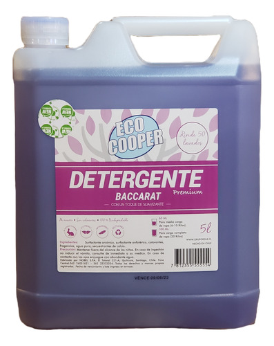 Detergente Ecológico Premium Baccarat Ecocooper Eco Nobel 5l