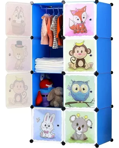 Armario Organizador Modulable de Ropa y Juguetes para Bebes - Azul GENERICO