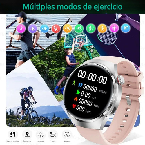 Reloj inteligente masculino GT4pro, reloj inteligente femenino para Huawei, color plateado, malla, acero