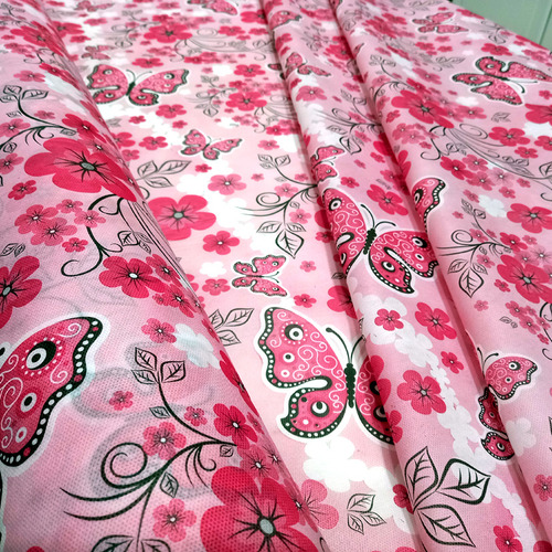 Toalha De Mesa De Tnt Borboleta Rosa 70x70 5 Uni