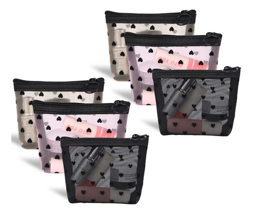 Mhdgg Mini Bolsas De Maquillaje De Malla, 6 Bolsas De Cosmti