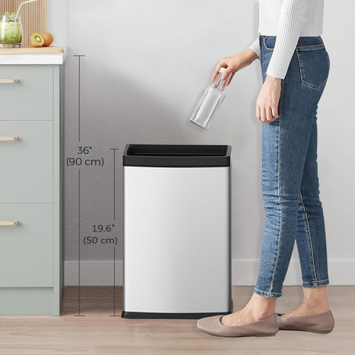 Cubo De Basura Plateado De 25l Acero Inoxidable