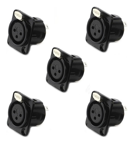 5 X Conectores Canon Xlr Machos O Hembras Para Empotrar 