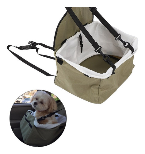 Bolso Canasta Silla De Auto Para Mascotas Perros Gatos Viaje Color Verde