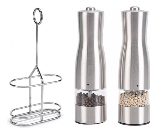 Electric Adjustable Salt And Pepper Grinder Set With Stand .