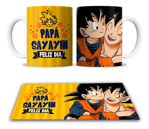 Taza Cerámica Dia Del Padre Varios Modelos Regalo Original Blanco Dragon Ball Goten Y Goku
