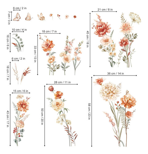 Calcomanías De Pared De Flores De Calcomanías De Flores De