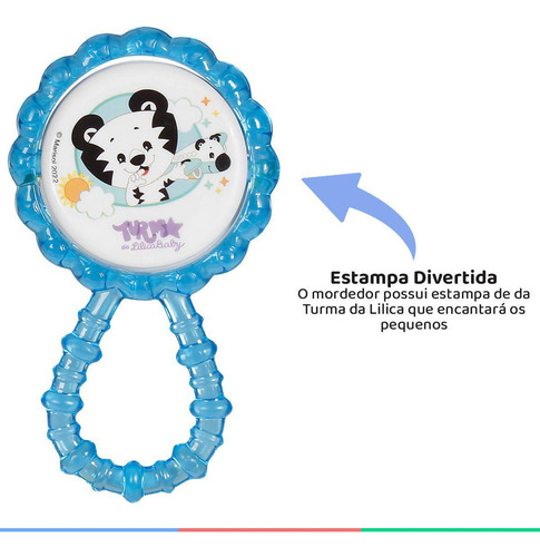 Chocalho Infantil Com Mordedor Texturizado Tigre Azul Babygo