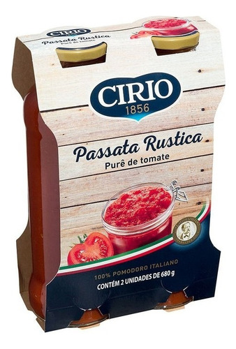 Molho De Tomate Passata Rustica Cirio Pack Com 2 Unids 680gr