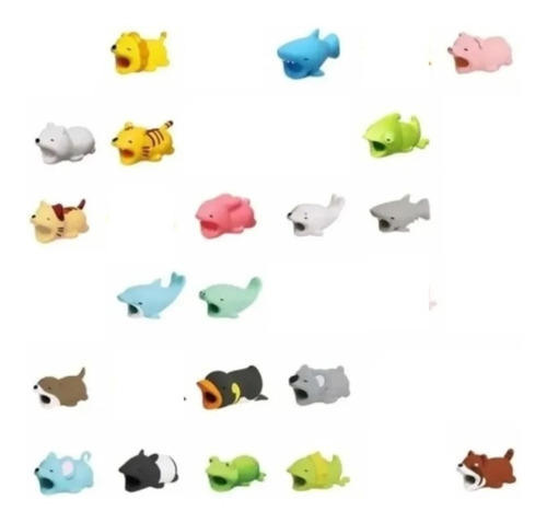 10 Piezas Protector Cable Animalito Hot Bite Pez Dinosaurio