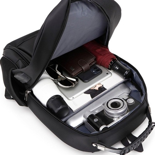 Mochila Bolsa Masculina Notebook Impermeavel Reforçada Usb Cor Preta -m2102 Desenho Do Tecido Liso