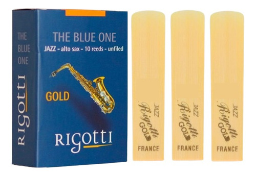 Kit Com 3 Palheta Para Sax Alto - Rigotti Gold 