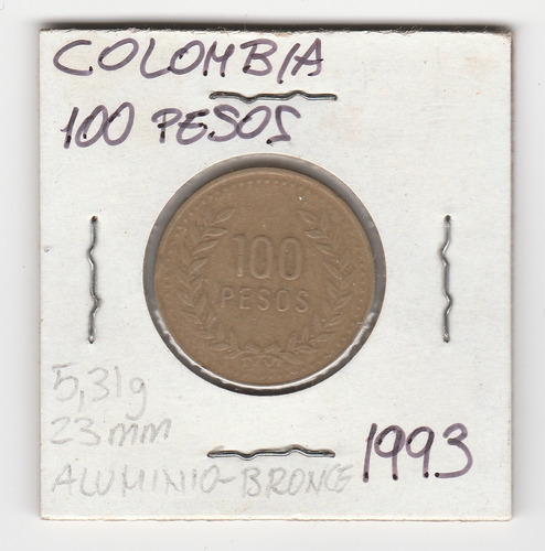 Moneda Colombia 100 Pesos 1993 F/vf