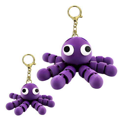 Llavero De Pulpo Articulado Distintos Colores Accesorio Moda Morado