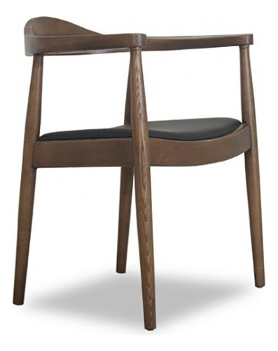 Silla Wegner Pp503 Style - Nogal Color Del Asiento Negro Diseño De La Tela Vini Piel