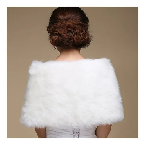 . Estola De Novia De Piel Sintética Blanca For Mujer