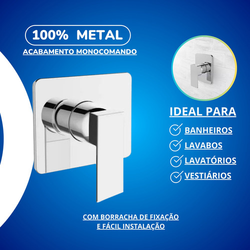 Kit C/2 Acabamentos Registro Monocomando Base Padrão Docol Cromado Cor Prateado Nitro Metais