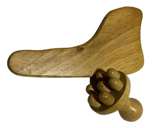 Kit De Masoterapia Gua-sha Masajeador Linfatico En Madera 