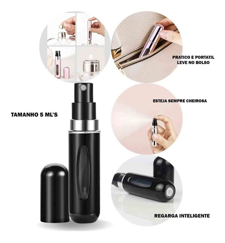Porta Perfume Frasco Recarregável Spray Cores Diversas 5ml