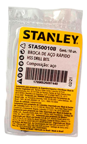 Broca Aco Rapido Stanley. H 11/64 - Kit C/10 Unidades