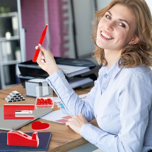 Accesorios De Escritorio En Rojo, Suministros De Oficina En