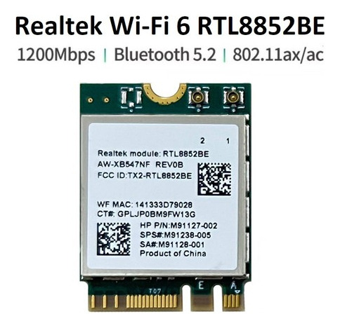 Placa Wi-fi Rtl 8852be Wifi 6 Bt 5