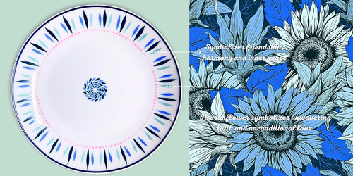 Set Platos Porcelana 26.7 Cms 6 Pcs Redonda Llano Azul