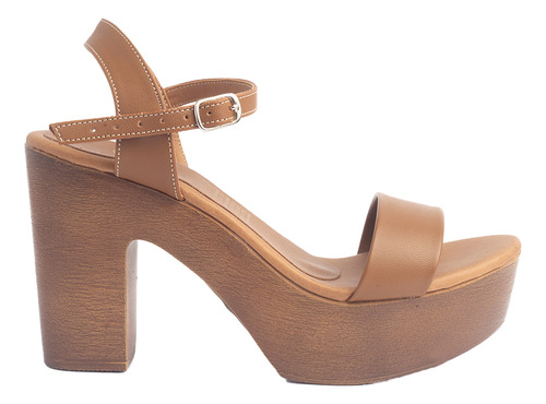 Sandalia Alto Dama 4507 Camel Tacn Tipo Madera