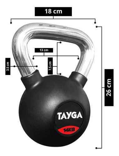 Pesa Rusa Rubber Kettlebell En Kg Con Mango Cromado