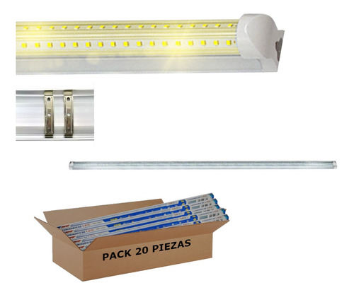 Tubo Led Luminaria Regleta 30w Luz Neutra 120cm 20 Piezas Color Blanco