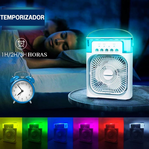 Ventilador Humidificador De Escritorio Con Luz Led - 2 En 1 Negro