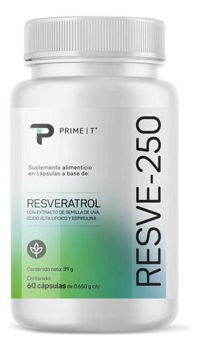 Resveratrol Primetech 60 Cápsulas Con 250 Mg Sabor Sin sabor