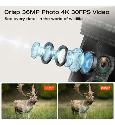 Cámara Solar Trail 4k 30fps - Wifi Bluetooth 36mp Cámara De
