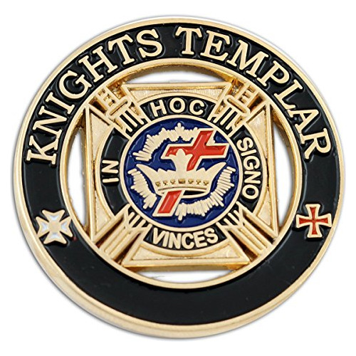 Knights Templar Round Masonic Lapel Pin - [black & Gold][1 1
