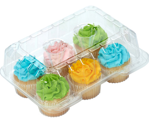 40 Caja 6 Compartimento Para Cupcake Tapa Abatible