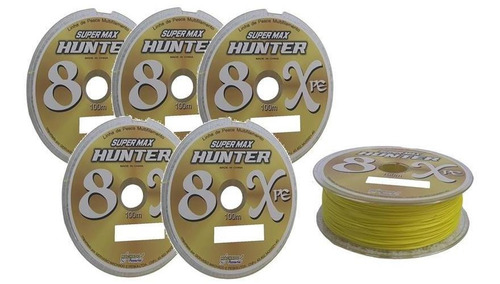 Linha Multifilamento 8x Hunter 0,29mm 100m Fluorescente 5 Un